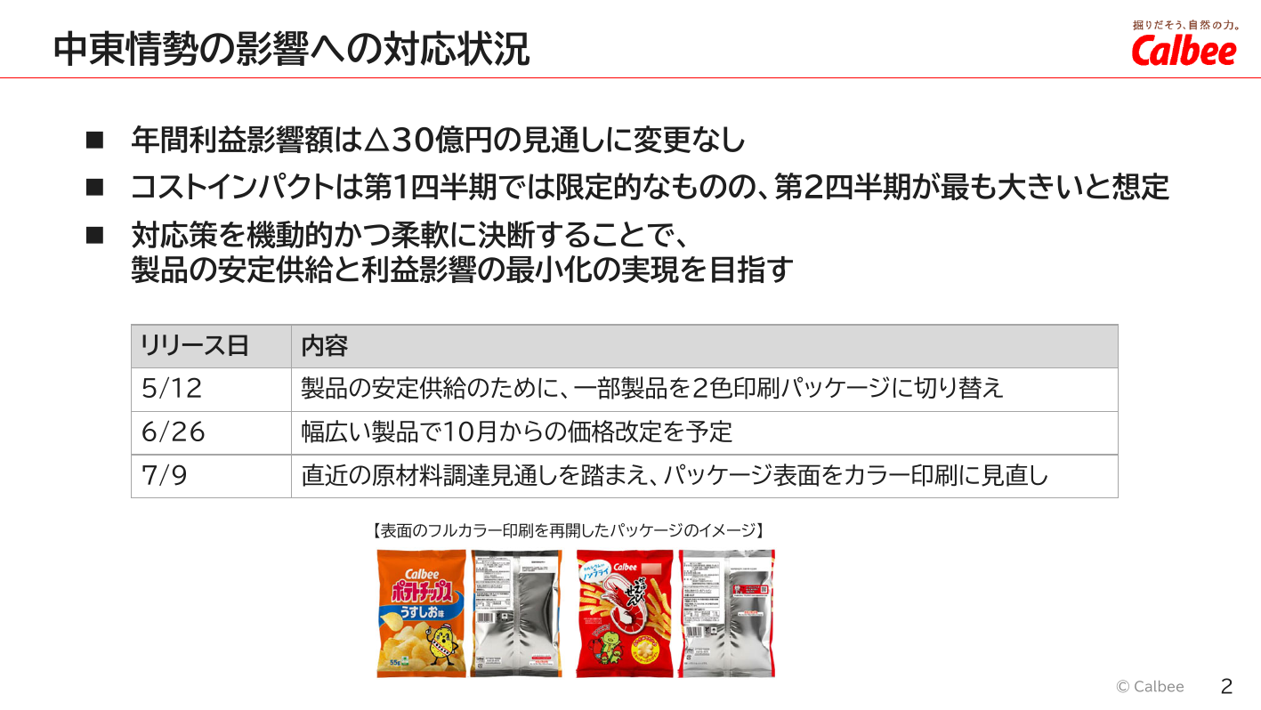 カルビー、2026年3月期は増収もコスト増で営業益10%減 3 ページ目
